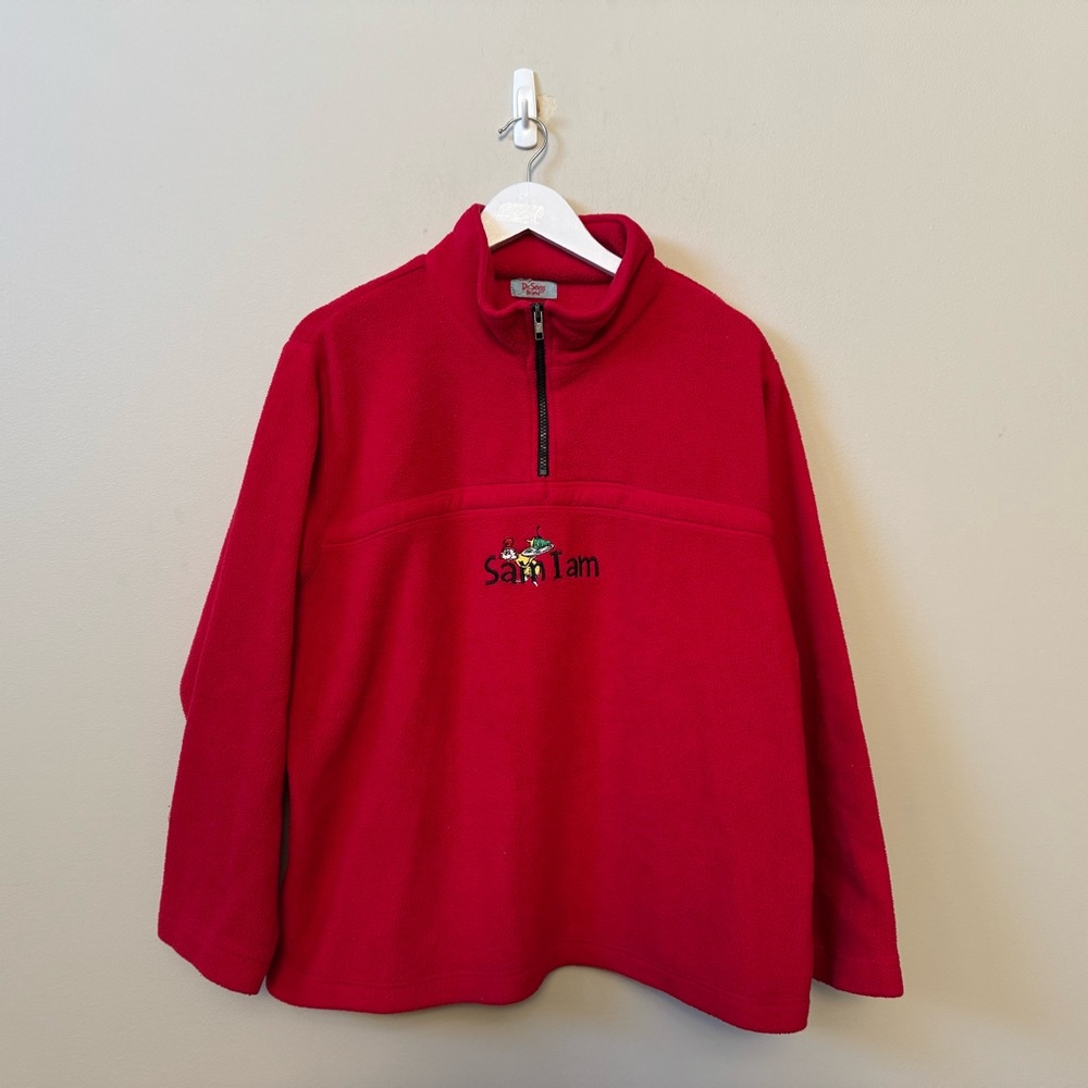 Dr Seuss Sam I am Red fleece pullover quarter zip unisex sweater